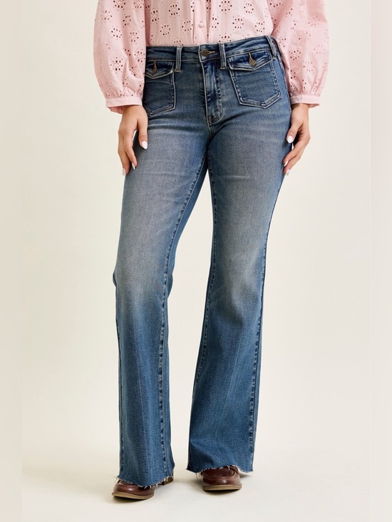 Judy Blue Denim - Judy Blue Mid Rise Flare Jeans with Front Flap Pockets